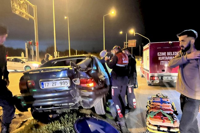 Araçta sıkışan sürücüyü itfaiye ekipleri kurtardı
